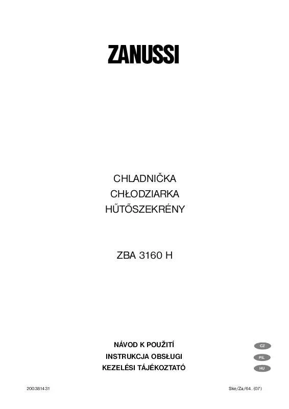 Mode d'emploi ZANUSSI ZBA3160H