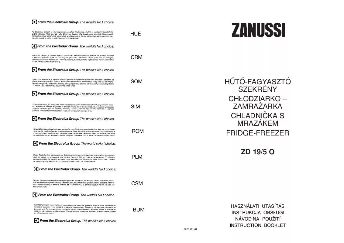 Mode d'emploi ZANUSSI ZD19/5O