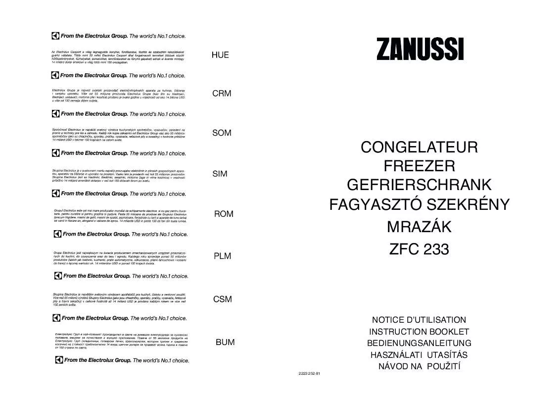 Mode d'emploi ZANUSSI ZFC233