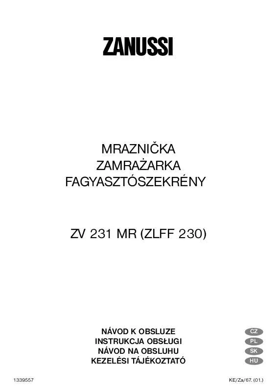 Mode d'emploi ZANUSSI ZV 231 MR
