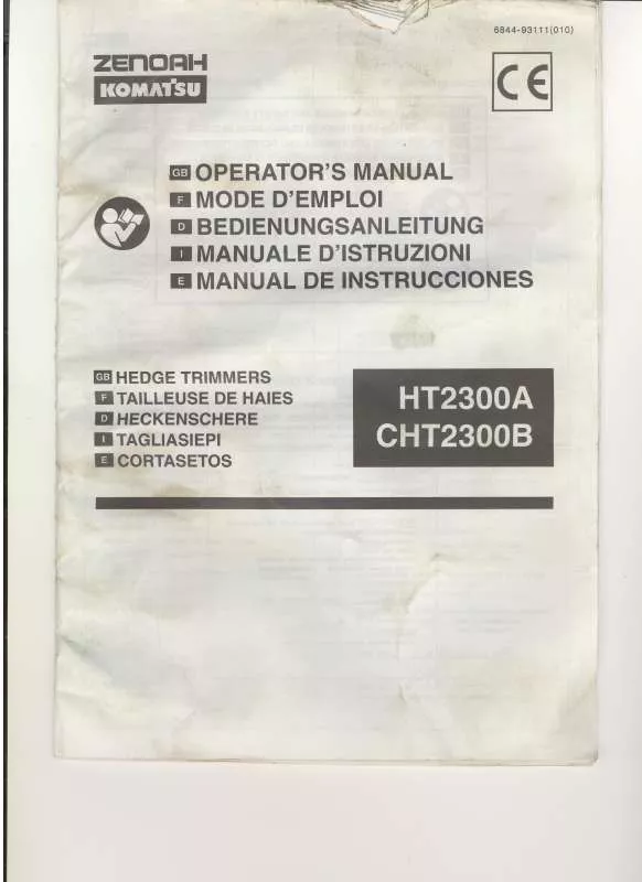 Mode d'emploi ZENOAH KOMATSU CHT2300B